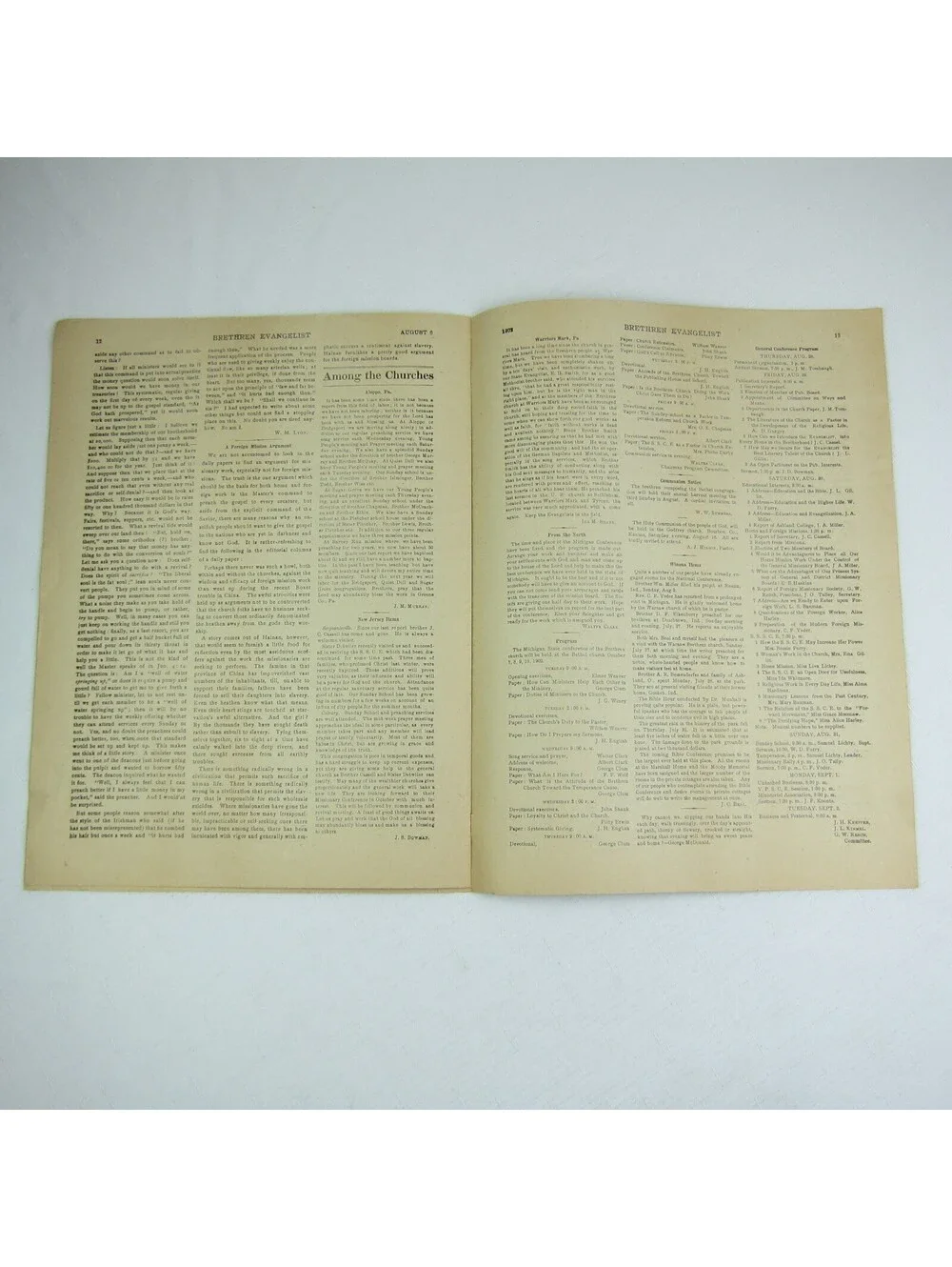 Brethren Evangelist Christian Newspaper Ashland Ohio Antique August 6, 1902 RARE